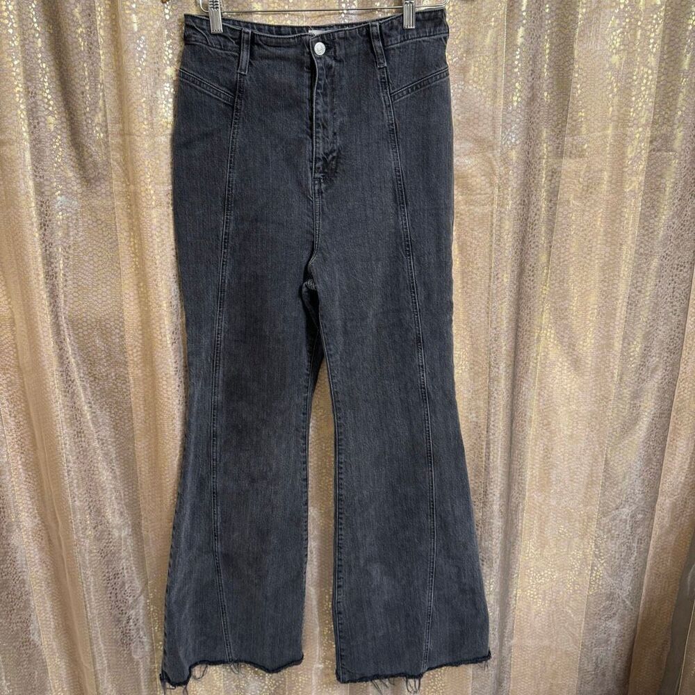 We The Free People Florence Black Ash High Rise Flare Jeans 31